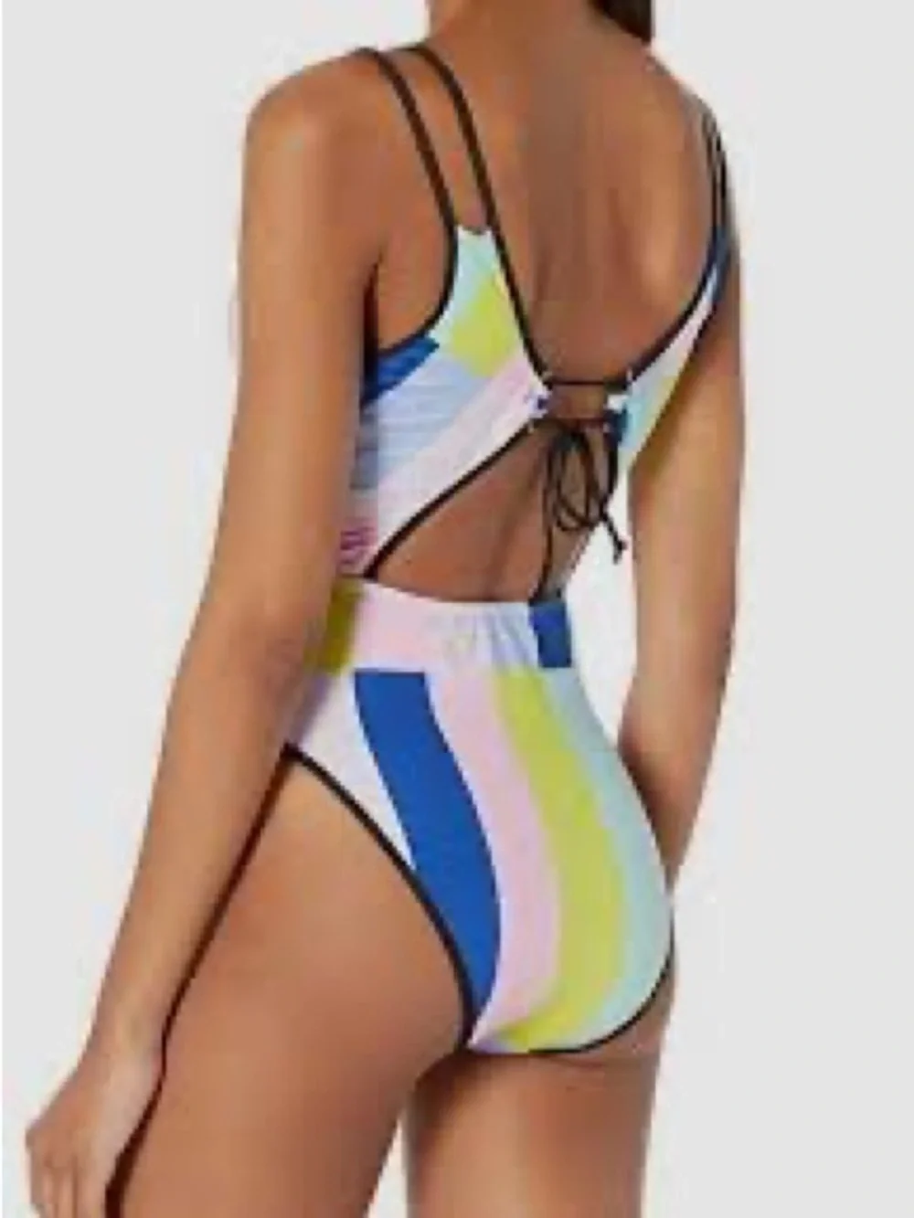 The Bikini Lab Multi-Color Cutout One-Piece Swimsuit with Ring Detail